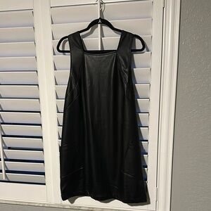 Black leather mini dress